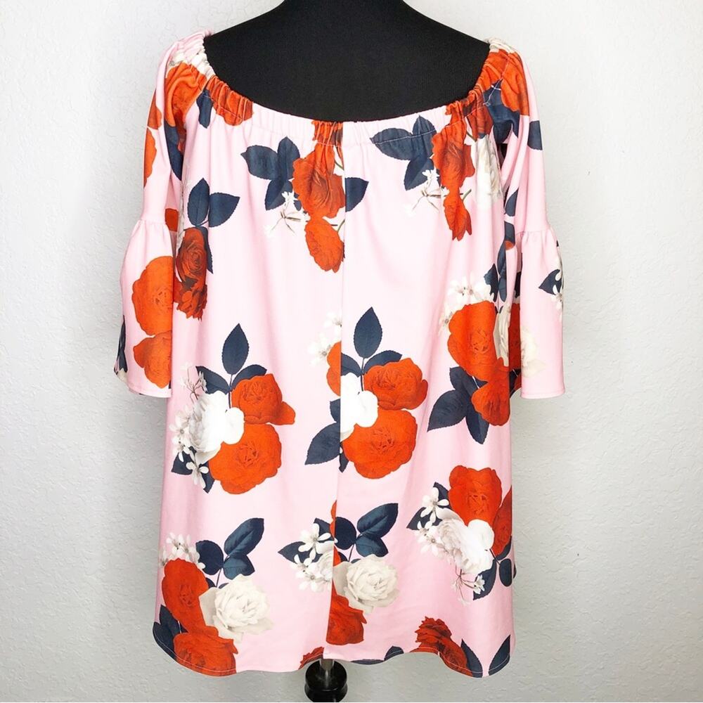 ASOS pink red and white floral off shoulder dress NWT‎ Size 8